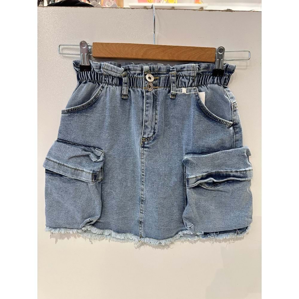 CK30909 KARGO CEPLİ KOT ETEK 8/14