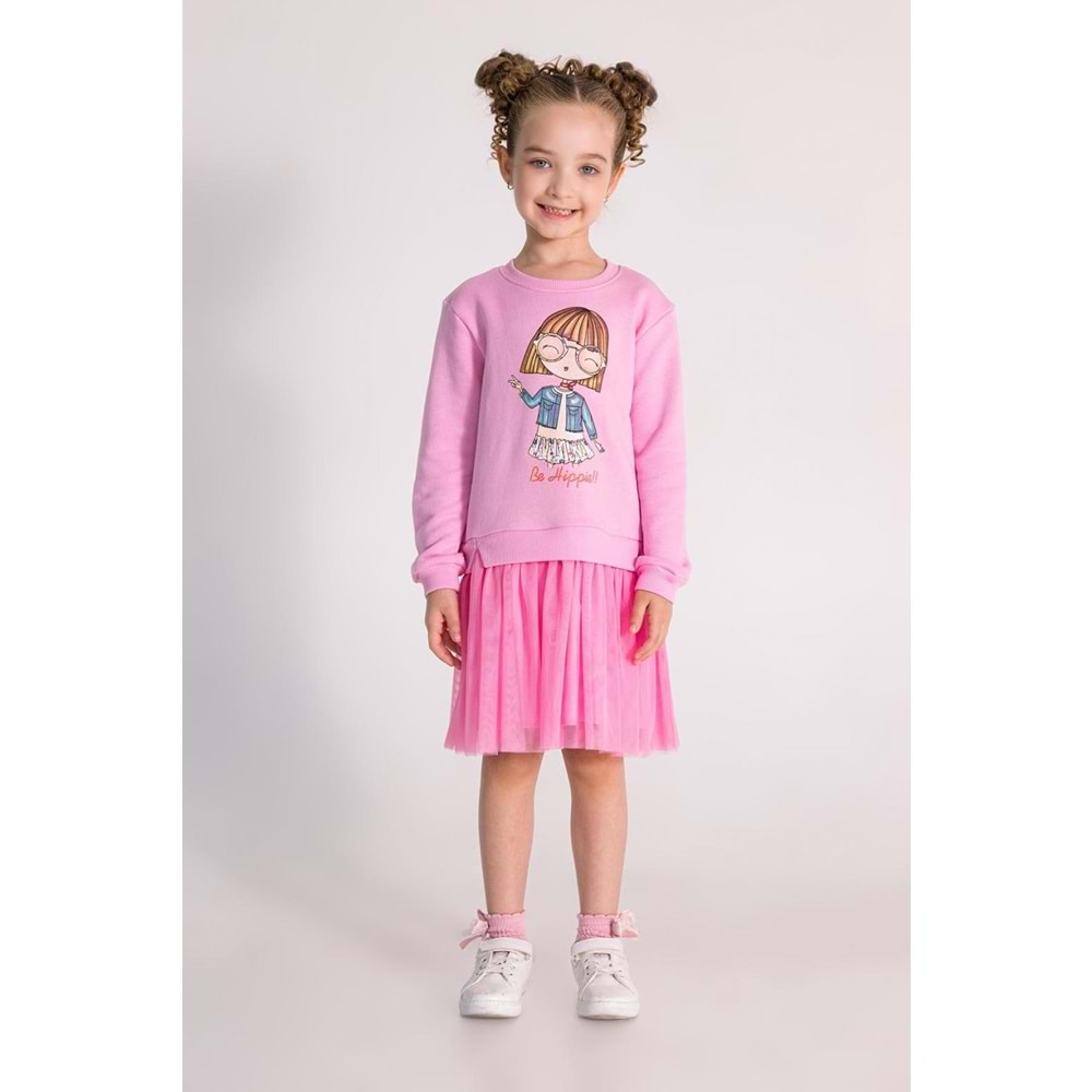 9740 BE HIPPIE KIZ BASKILI TÜL ELBİSE 4/8