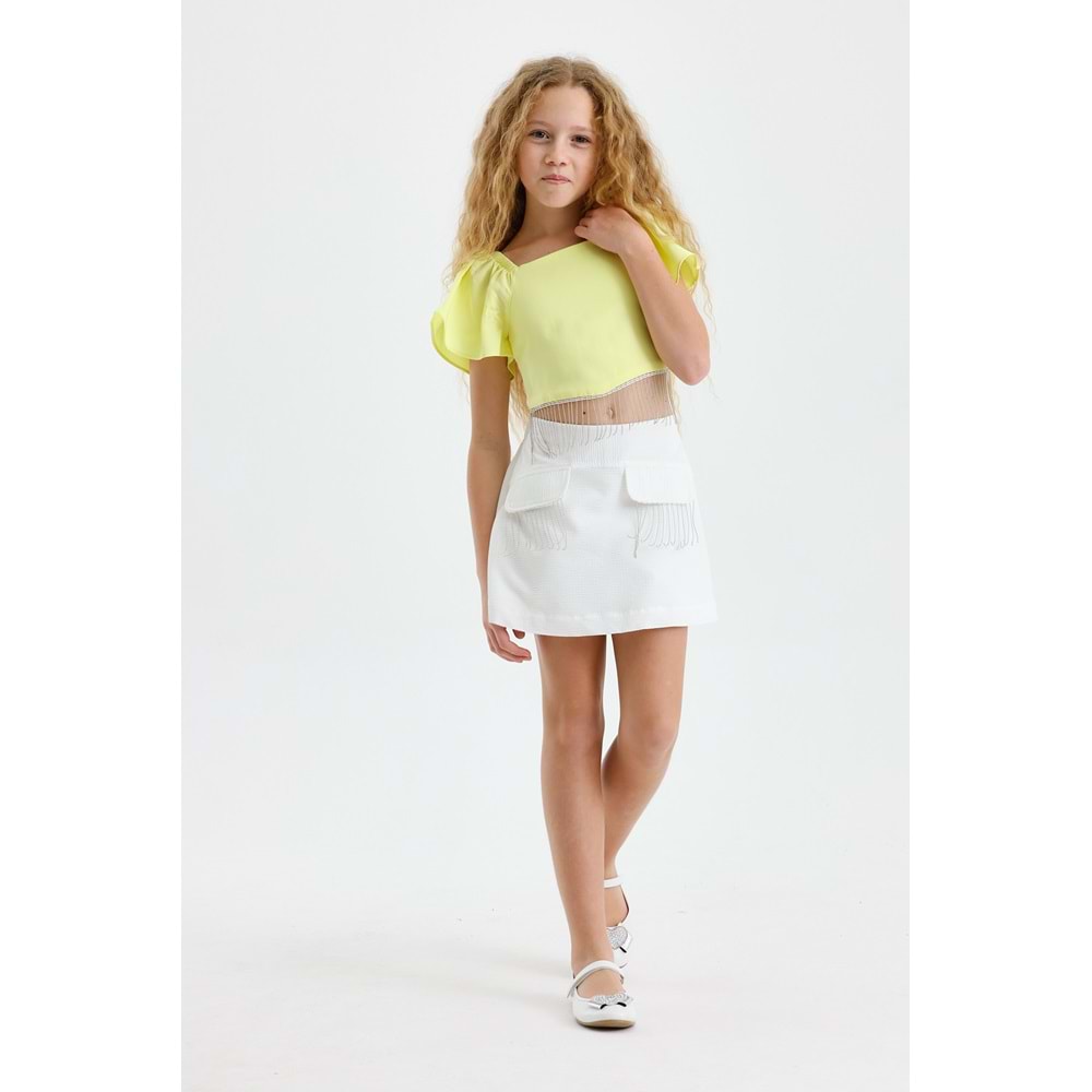 50827 ÇOCUK ZİNCİRLİ DOKUMA BLUZ