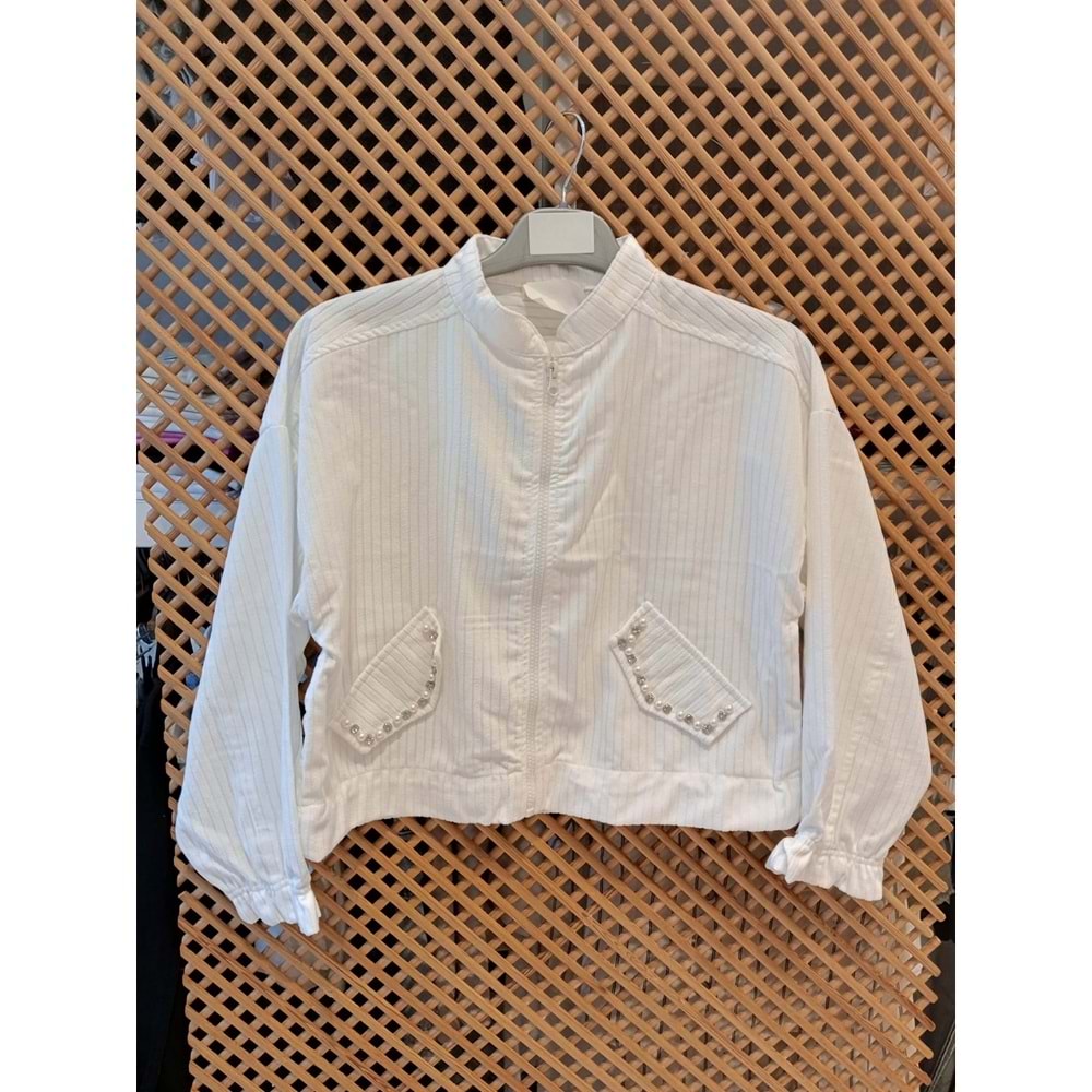 500804 ÇOCUK CEPLİ TAŞLI CEKET