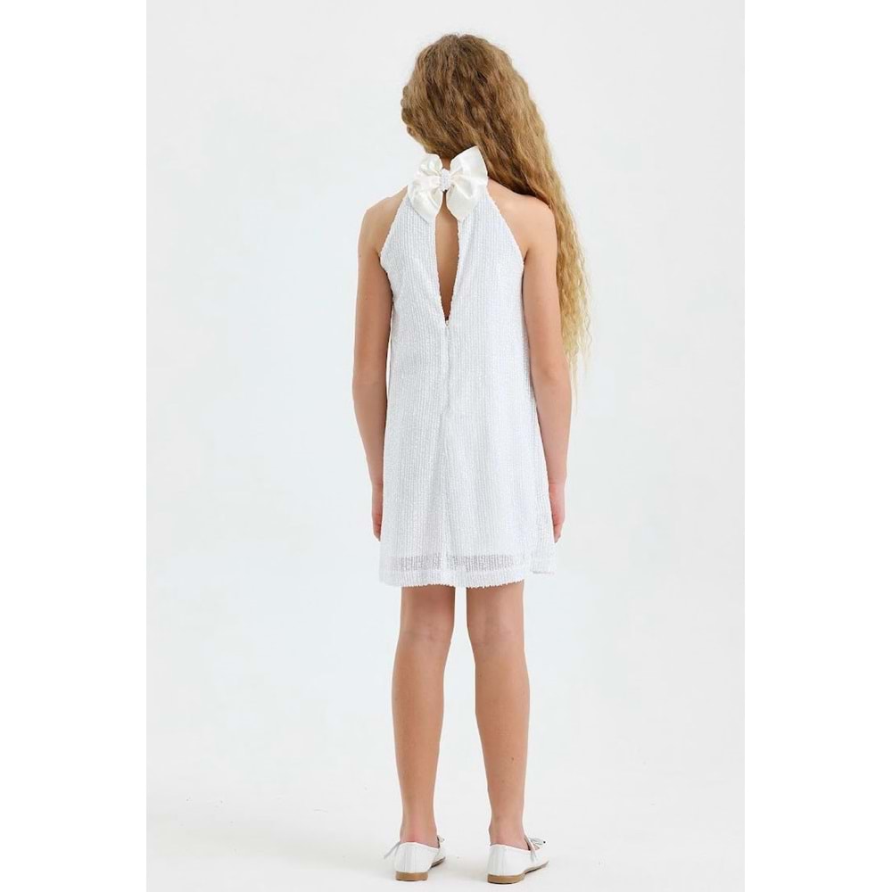 50803 ÇOCUK HALTER YAKA PAYETLİ ELBİSE