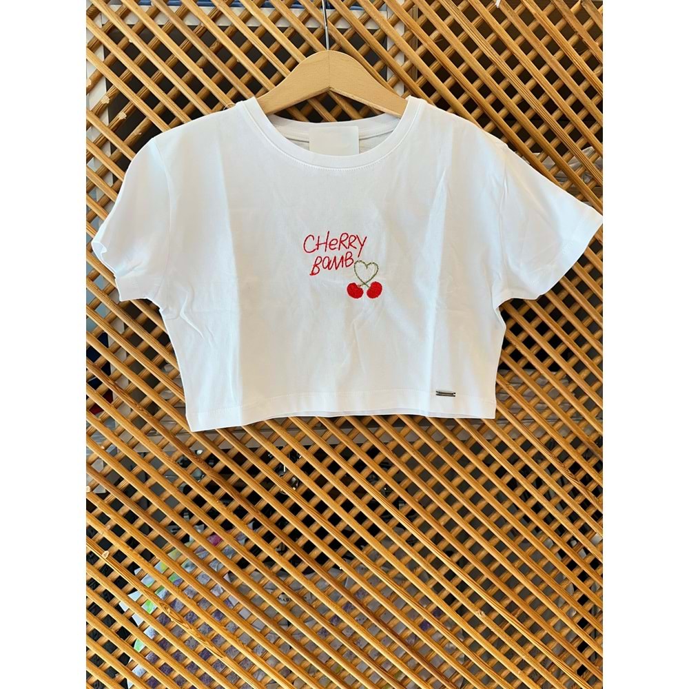 224210 ÇOCUK NAKIŞLI CROP TİŞÖRT