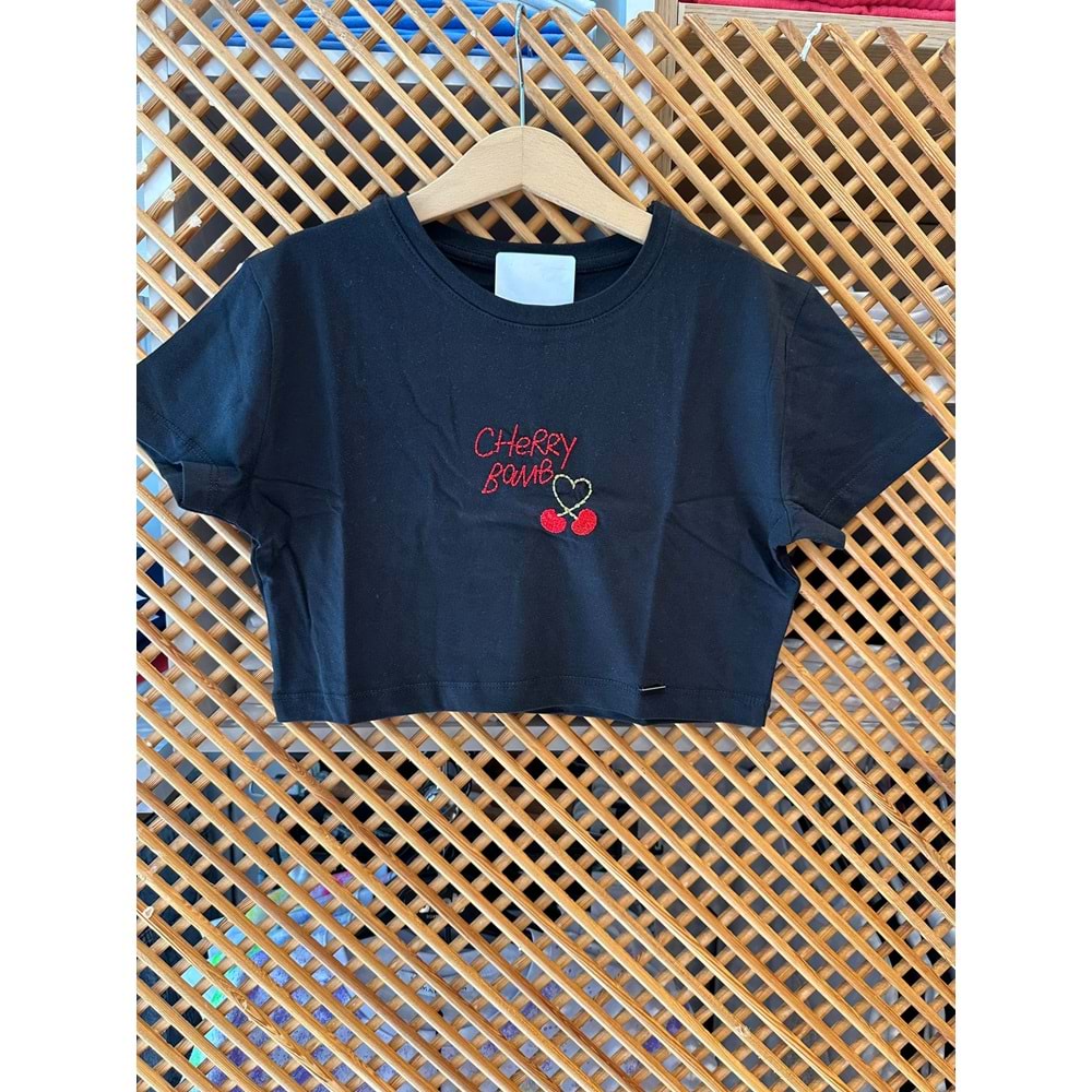 224210 ÇOCUK NAKIŞLI CROP TİŞÖRT
