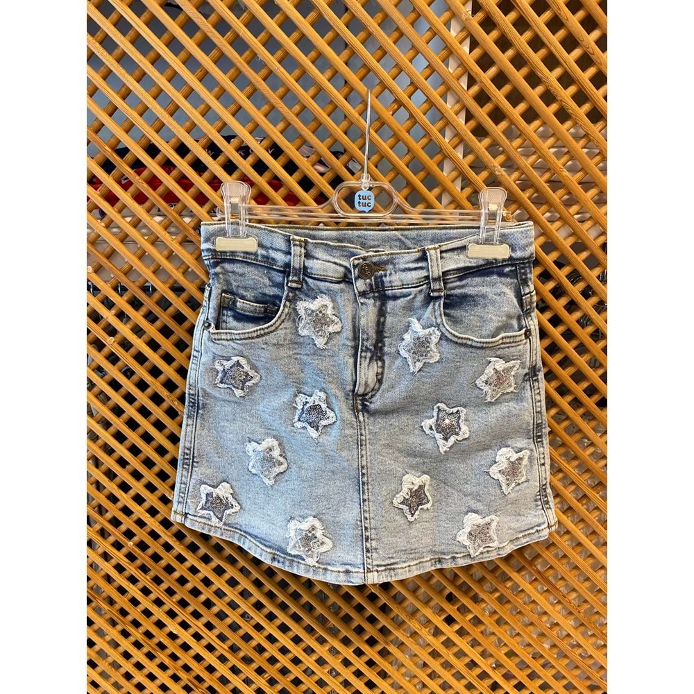 0697 ÇOCUK YILDIZ NAKIŞLI ŞORT ETEK