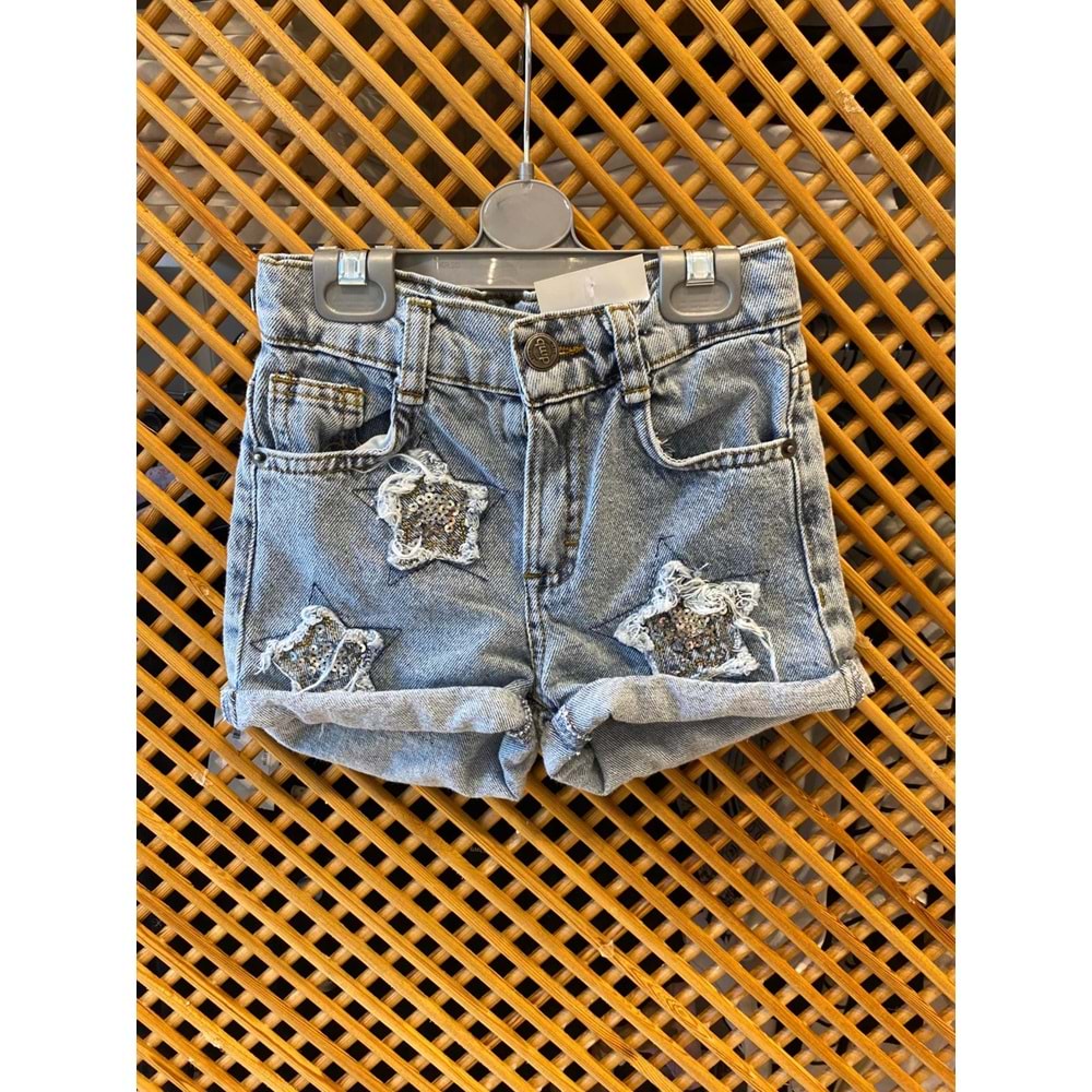 0686 ÇOCUK YILDIZLI KOT ŞORT