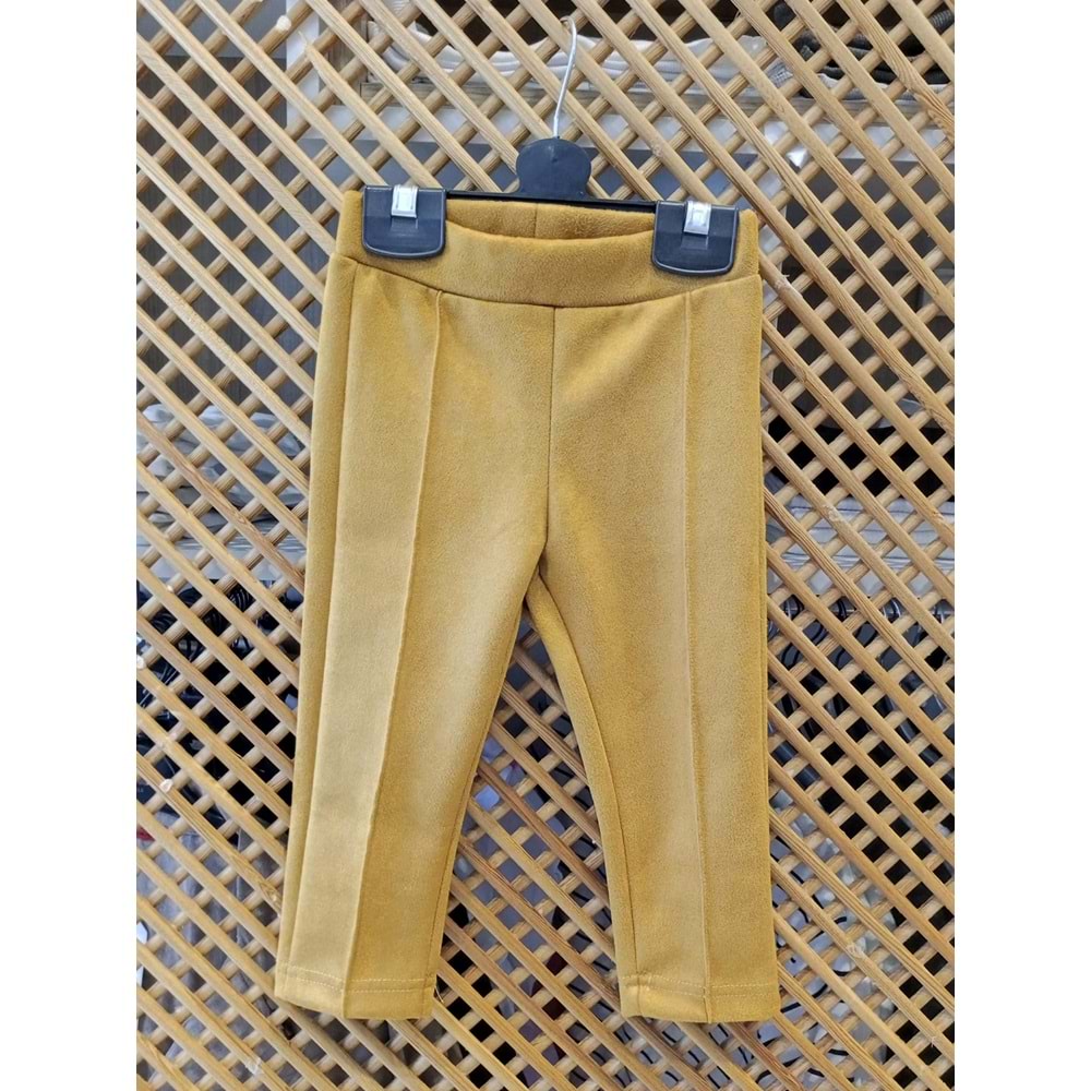 1158 ÇOCUK DİKİŞ DETAYLI SÜET TAYT (HARDAL)