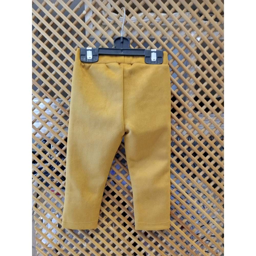 1158 ÇOCUK DİKİŞ DETAYLI SÜET TAYT (HARDAL)