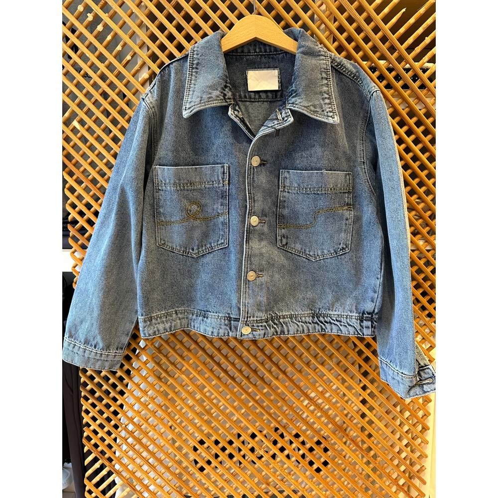 25167 ÇOCUK MEVSİMLİK CEPLİ İNCE KOT CEKET - PD KIDS