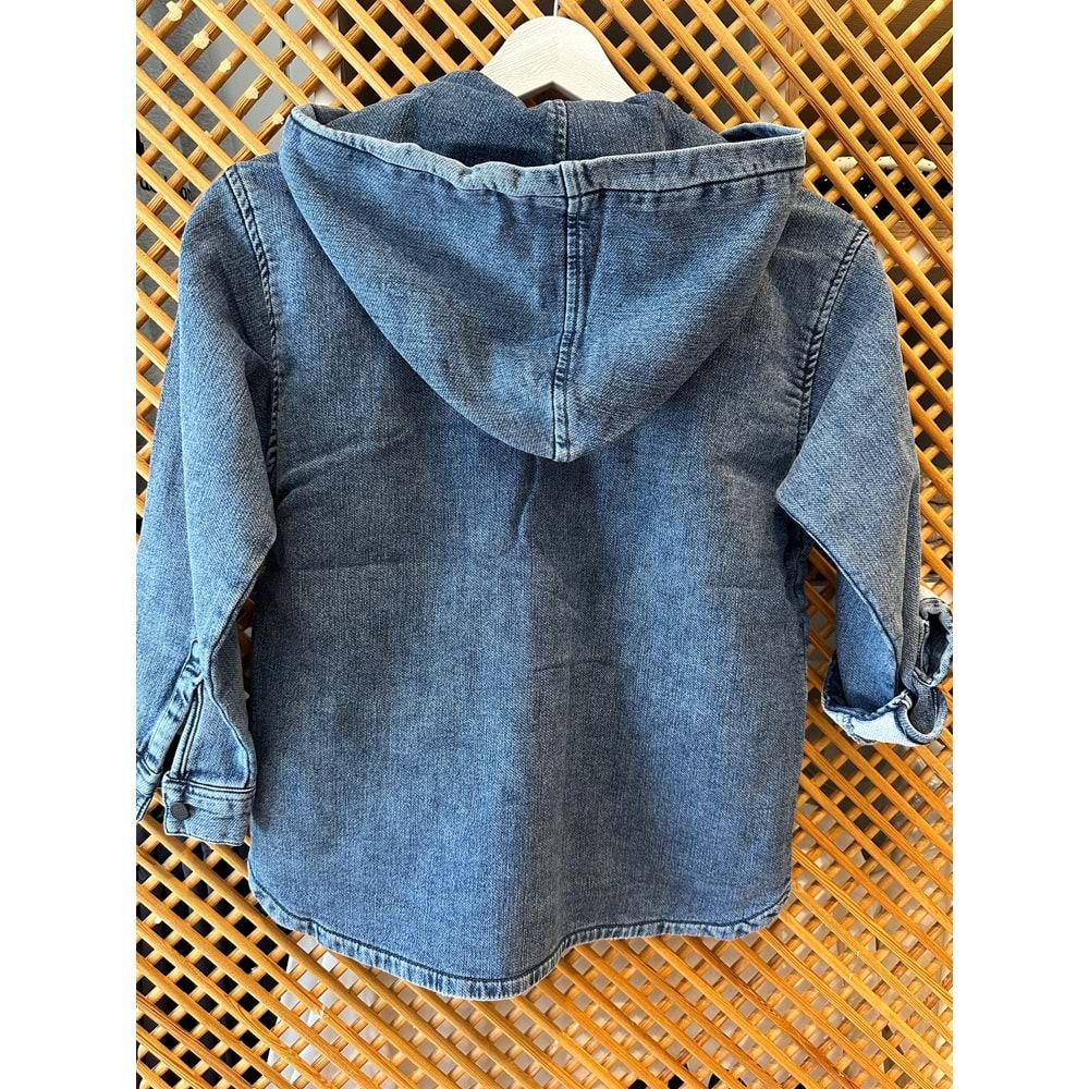 24143 ÇOCUK KAPŞONLU ESNEK YUMUŞAK KOT CEKET GÖMLEK