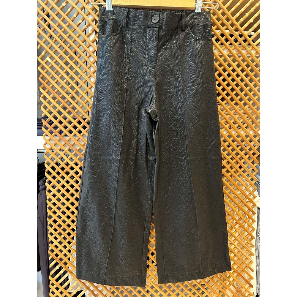 36061 ÇOCUK YILAN DESENLİ ARKASI LASTİKLİ DERİ BOL PAÇA PANTOLON - PD KIDS