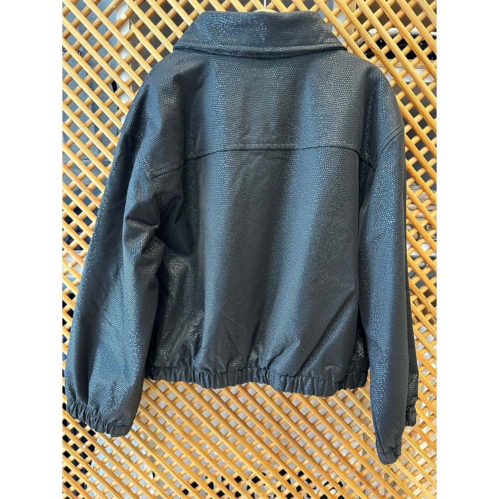 36060 ÇOCUK YILAN DESENLİ BEL LASTİKLİ DERİ CEKET - PD KIDS