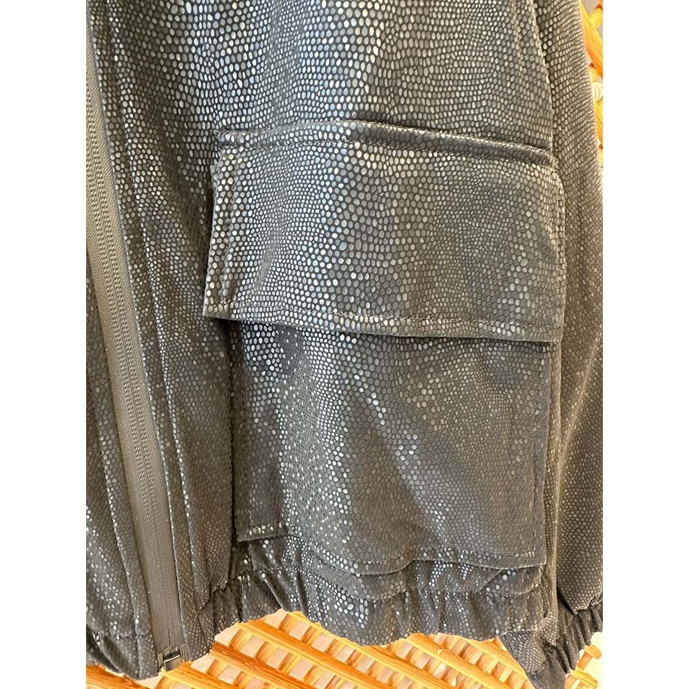 36060 ÇOCUK YILAN DESENLİ BEL LASTİKLİ DERİ CEKET - PD KIDS