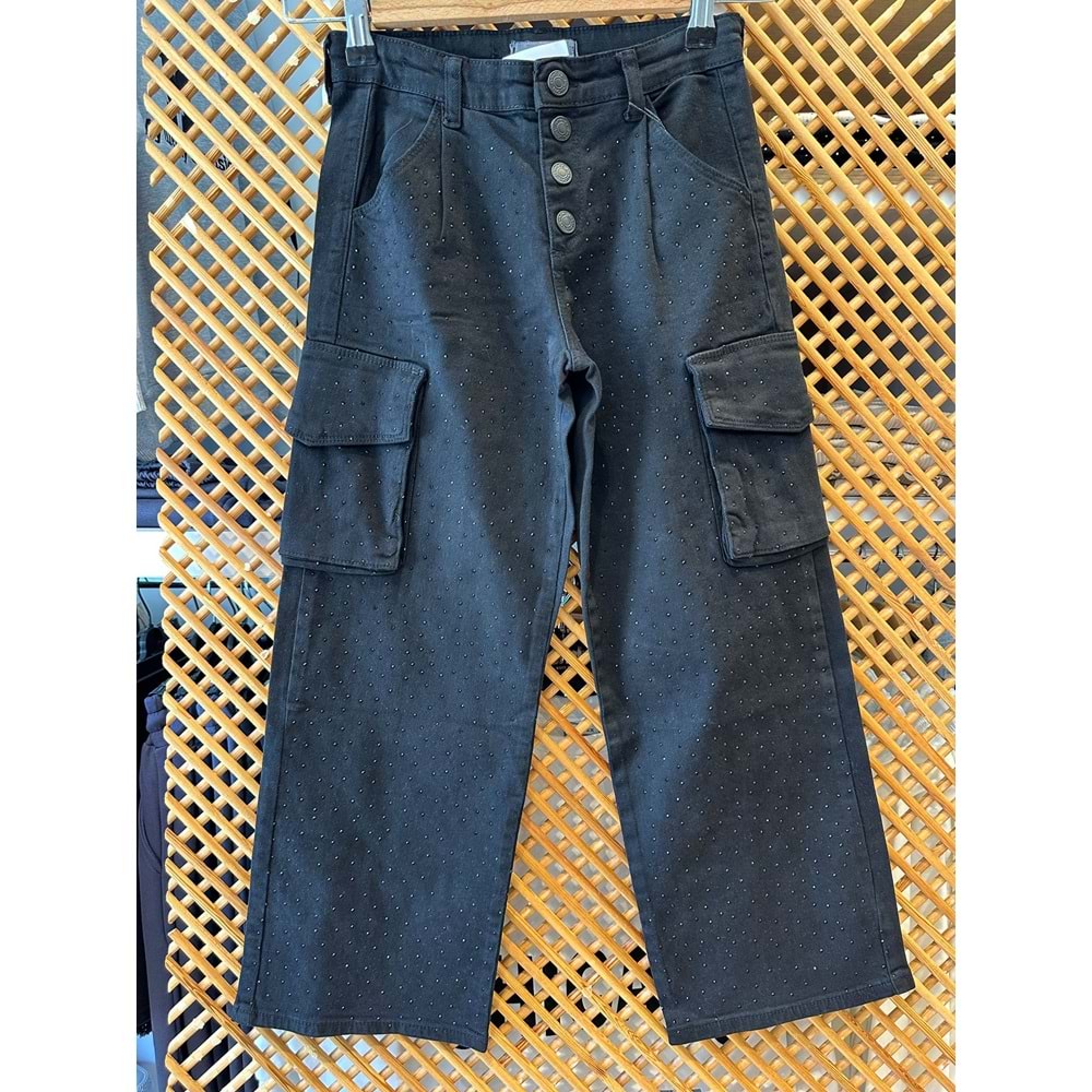 23022 ÇOCUK TAŞLI KARGO CEPLİ BOL PAÇA PANTOLON - PD KIDS