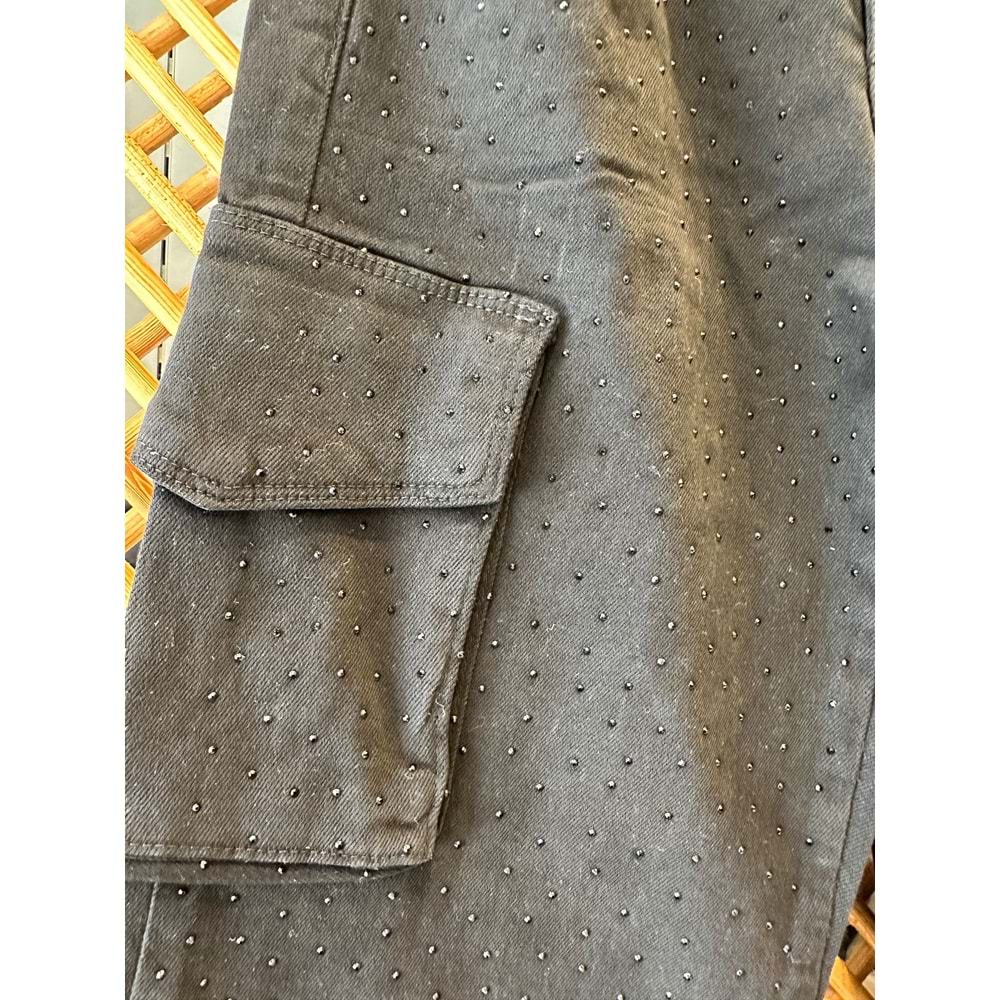 23022 ÇOCUK TAŞLI KARGO CEPLİ BOL PAÇA PANTOLON - PD KIDS