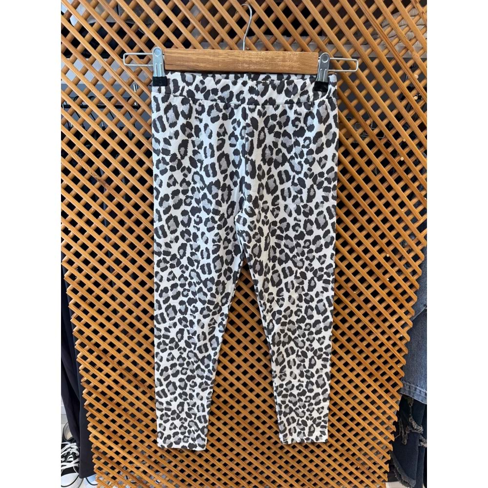 436777 ÇOCUK LEOPAR DESEN SİMLİ İNCE MEVSİMLİK TAYT - PD KIDS