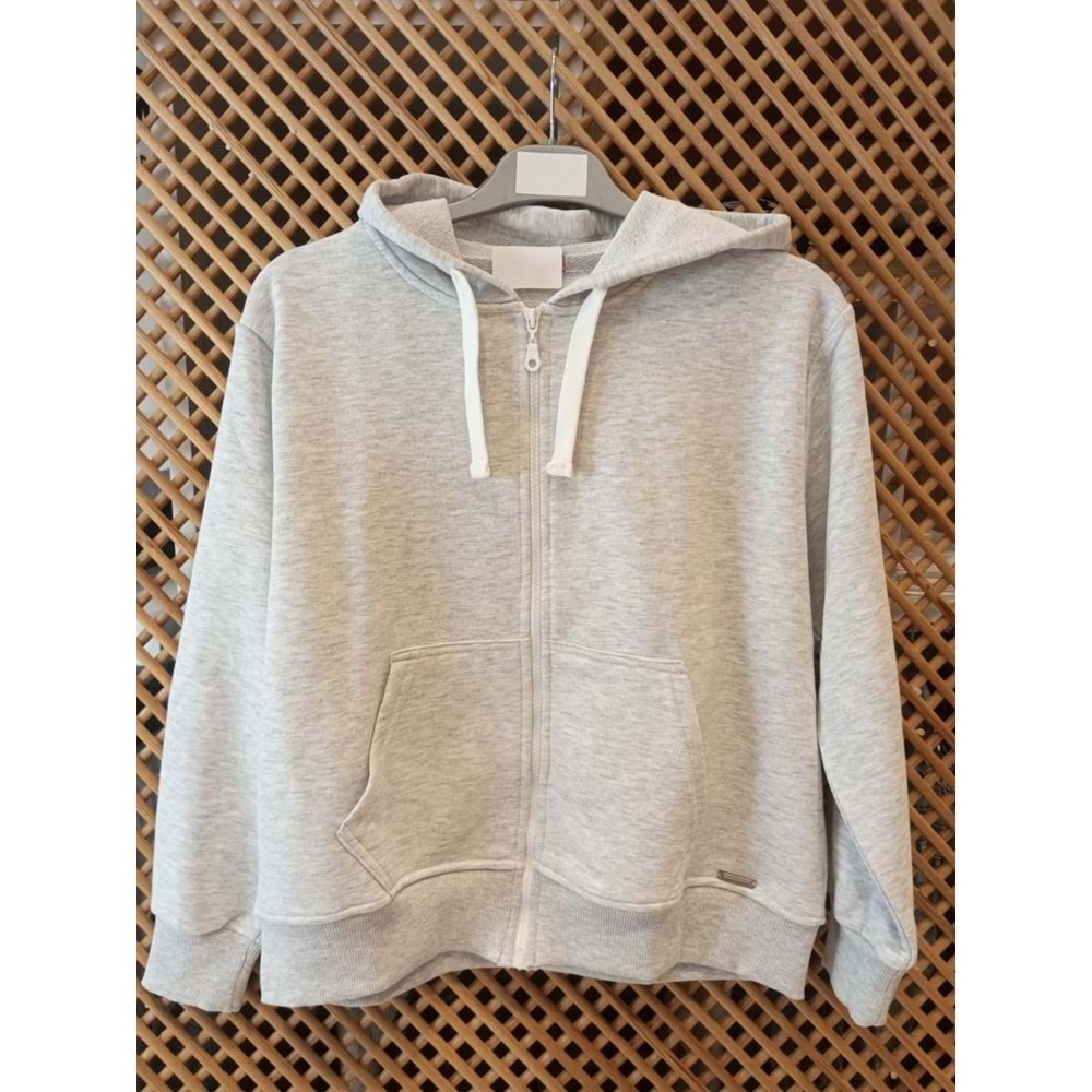 225270 ÇOCUK KAPÜŞONLU PAMUK KOTON OVERSİZE SWEAT HIRKA