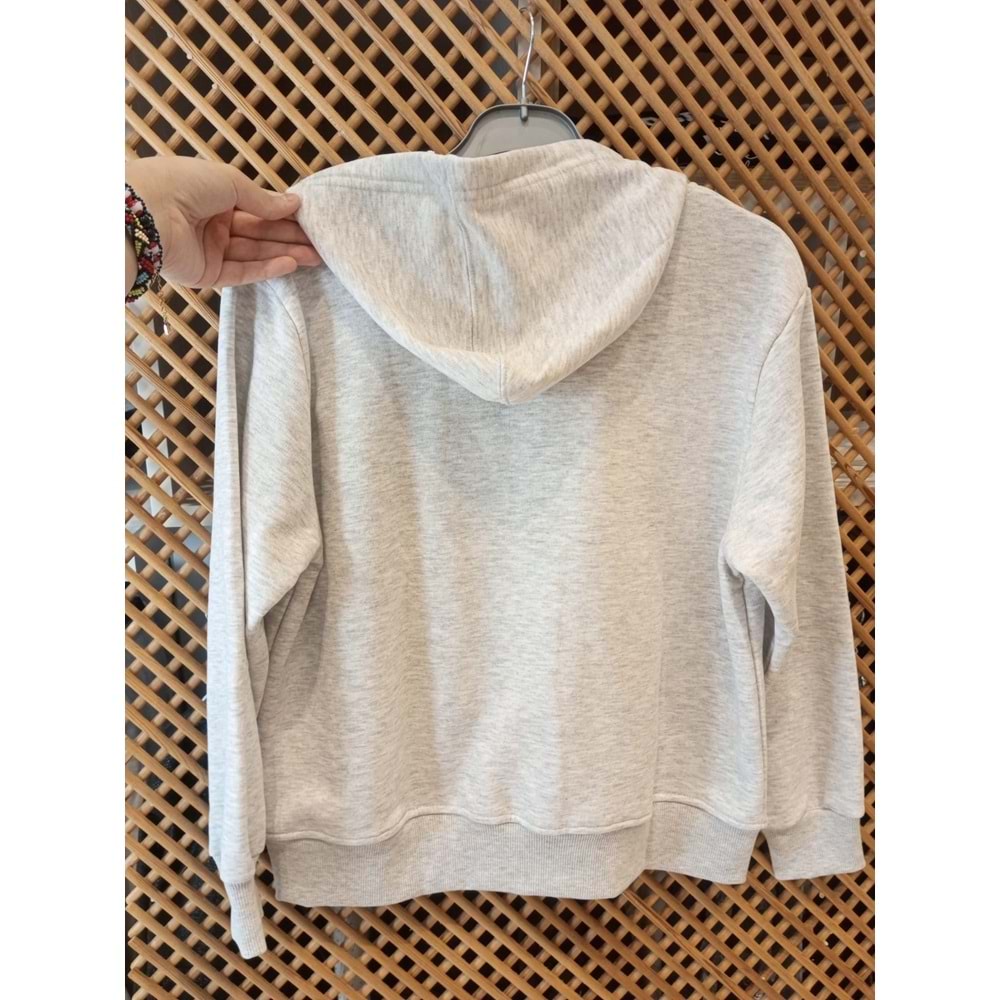 225270 ÇOCUK KAPÜŞONLU PAMUK KOTON OVERSİZE SWEAT HIRKA