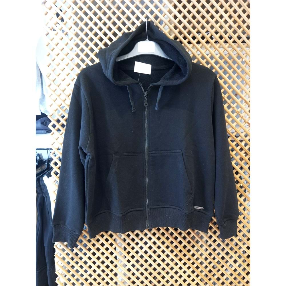 225270 ÇOCUK KAPÜŞONLU PAMUK KOTON OVERSİZE SWEAT HIRKA