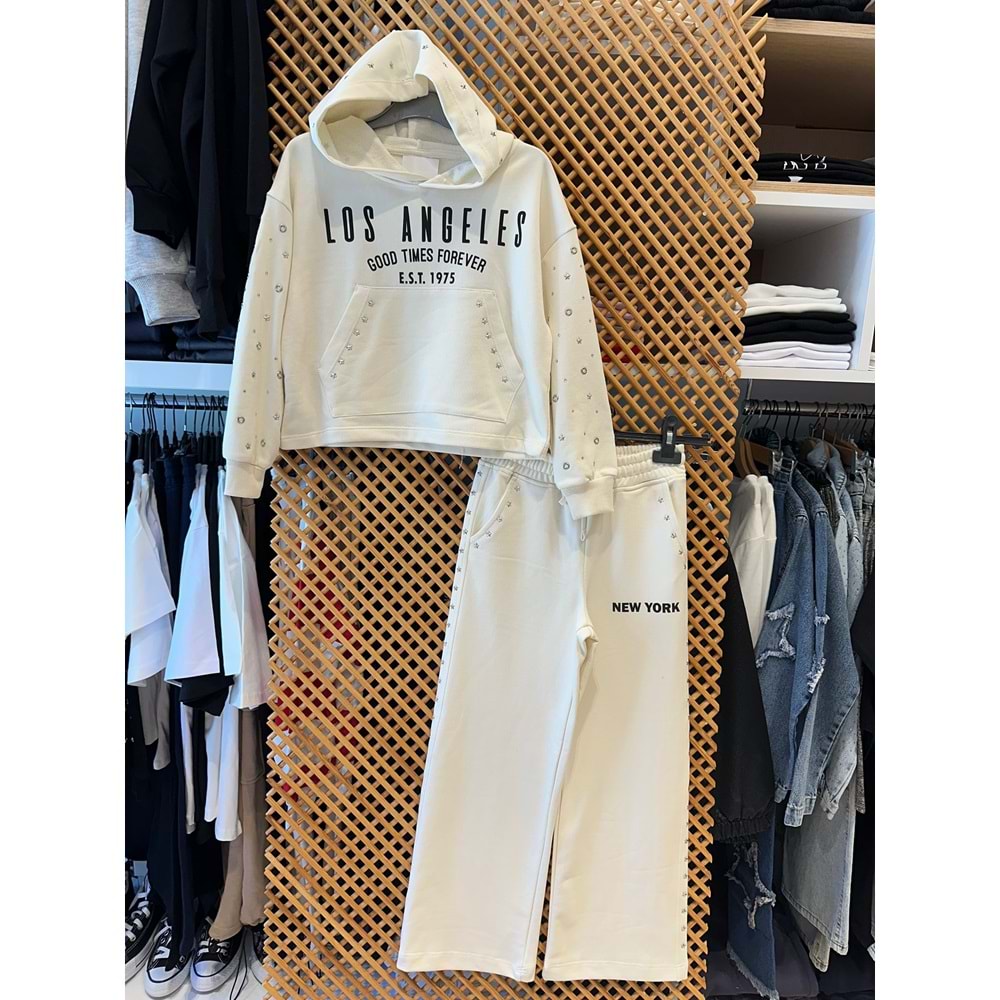 9854 ÇOCUK TAŞ VE KUŞGÖZÜ BASKILI TAKIM - PD KIDS - ÇOCUK - KREM - 10/11 - ST000002134-KREM-10/11