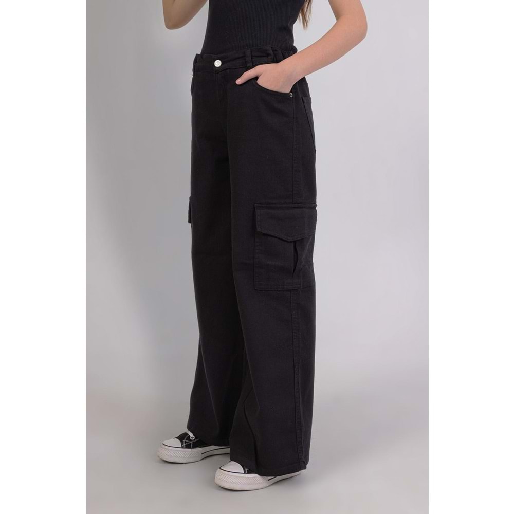 411 ÇOCUK KARGO CEPLİ KOT PANTOLON - ÇOCUK - SİYAH - 9/10