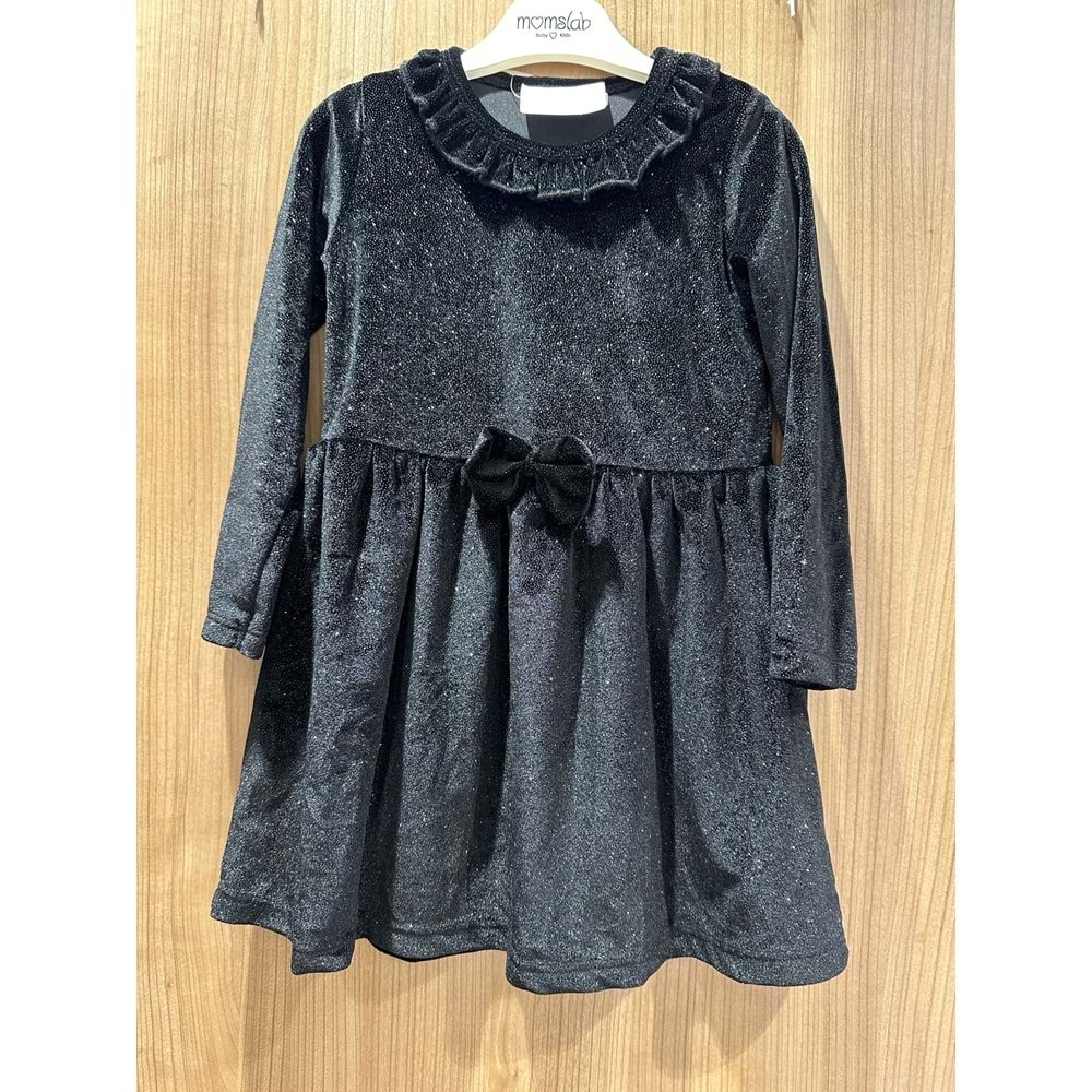 6773 KIZ ÇOCUK YAKASI FIRFIRLI KADİFE SİMLİ ELBİLSE