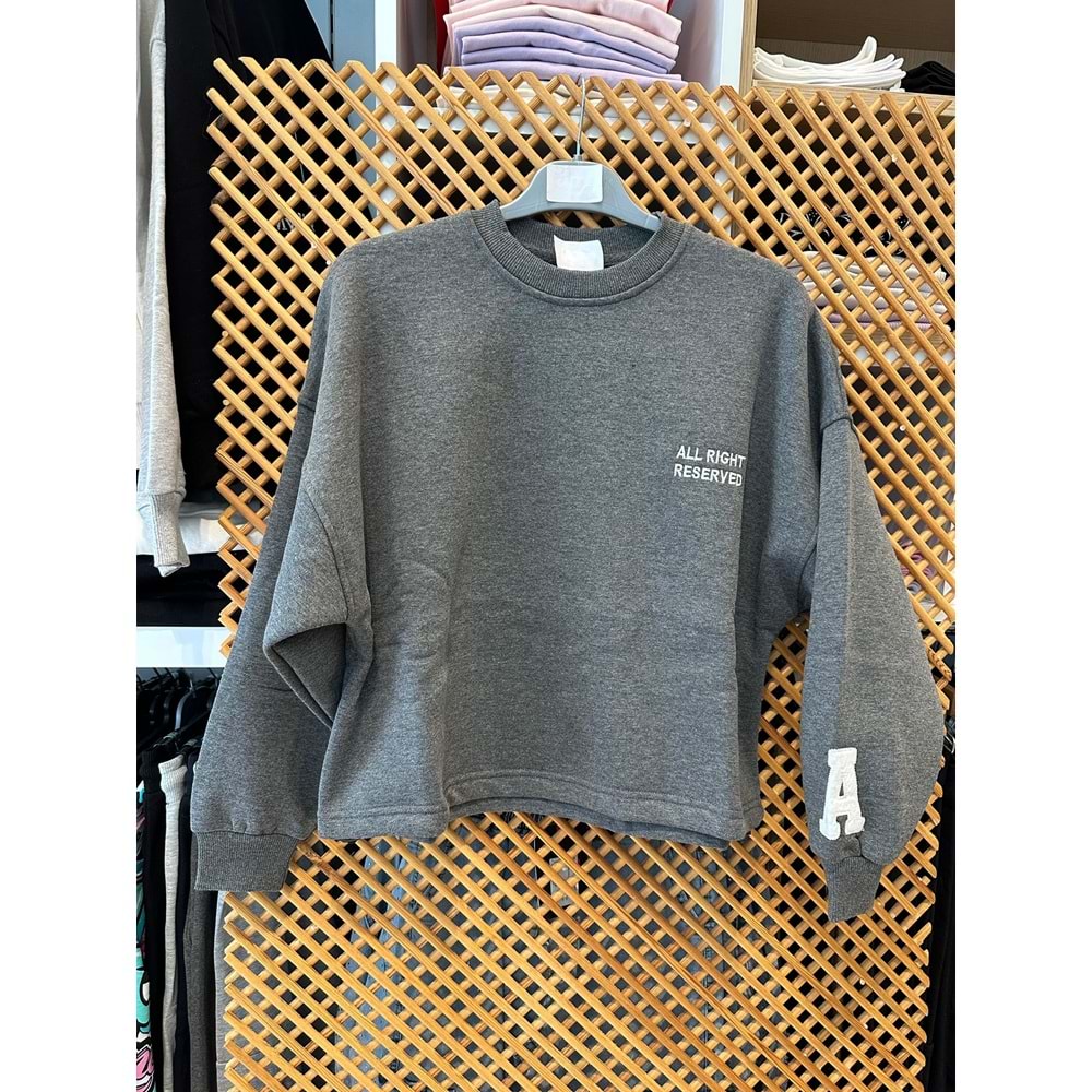 124247 ÇOCUK KOLU APLİKELİ İÇİ ŞARDONLU OVERSİZE SWEAT