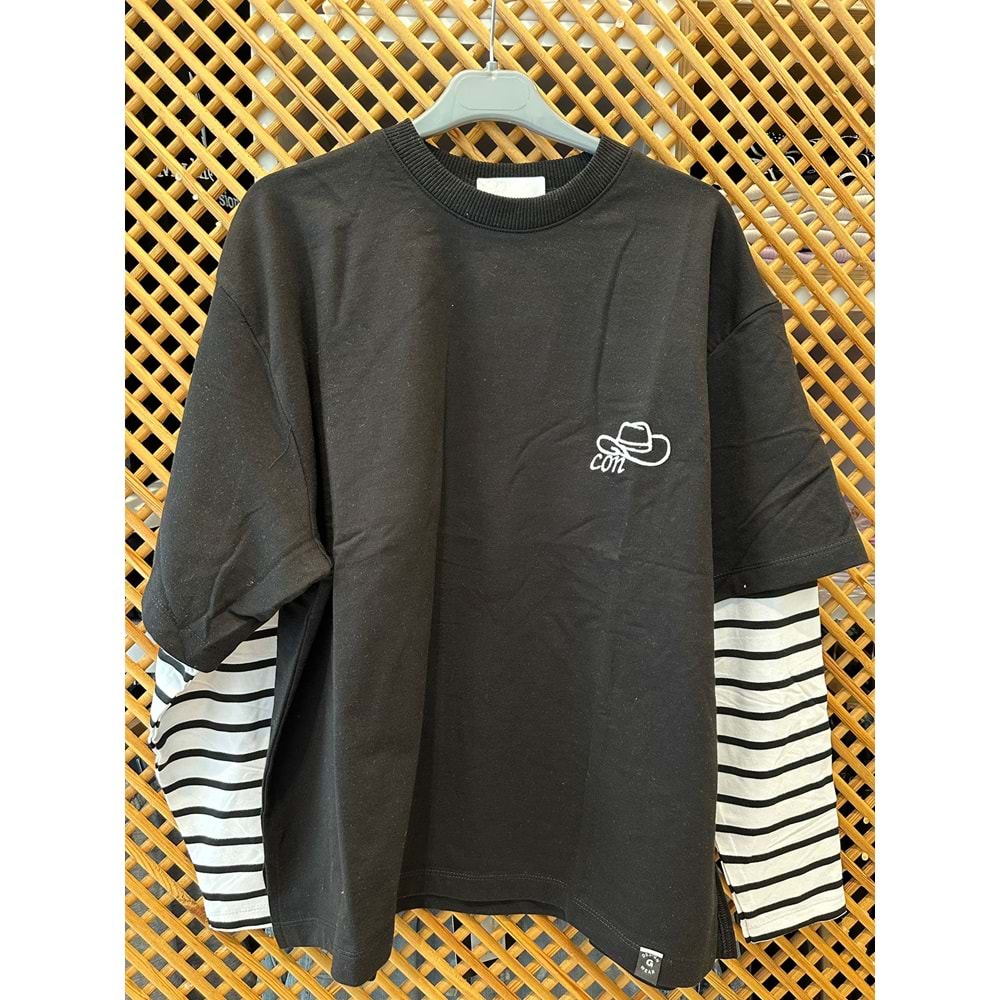 225240 ÇOCUK ÇİFT KOLLU ARKASI NAKIŞLI TİŞÖRT