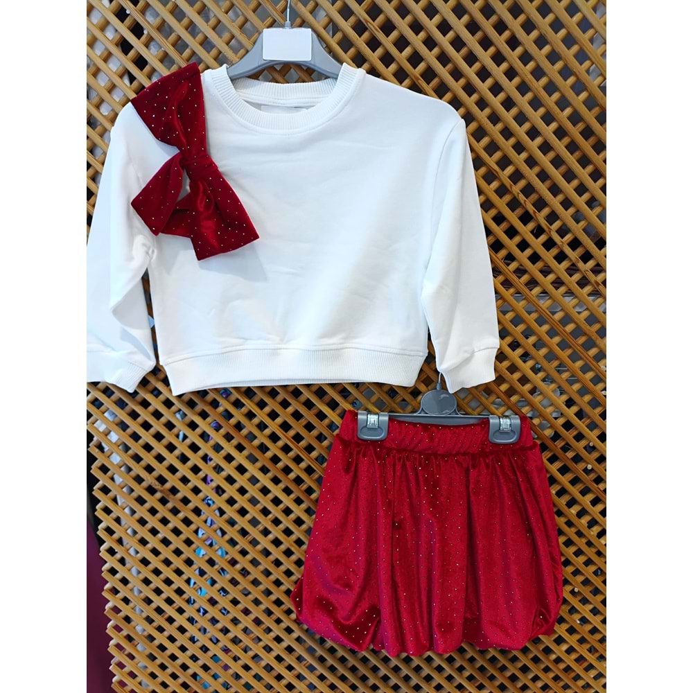 0278 ÇOCUK TAŞ DETAY BALON ETEKLİ SWEAT TAKIM