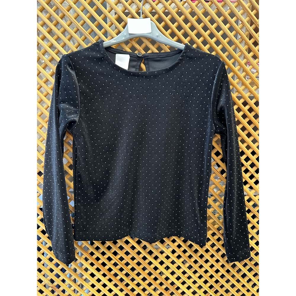 9939 ÇOCUK TAŞLI KADİFE BLUZ
