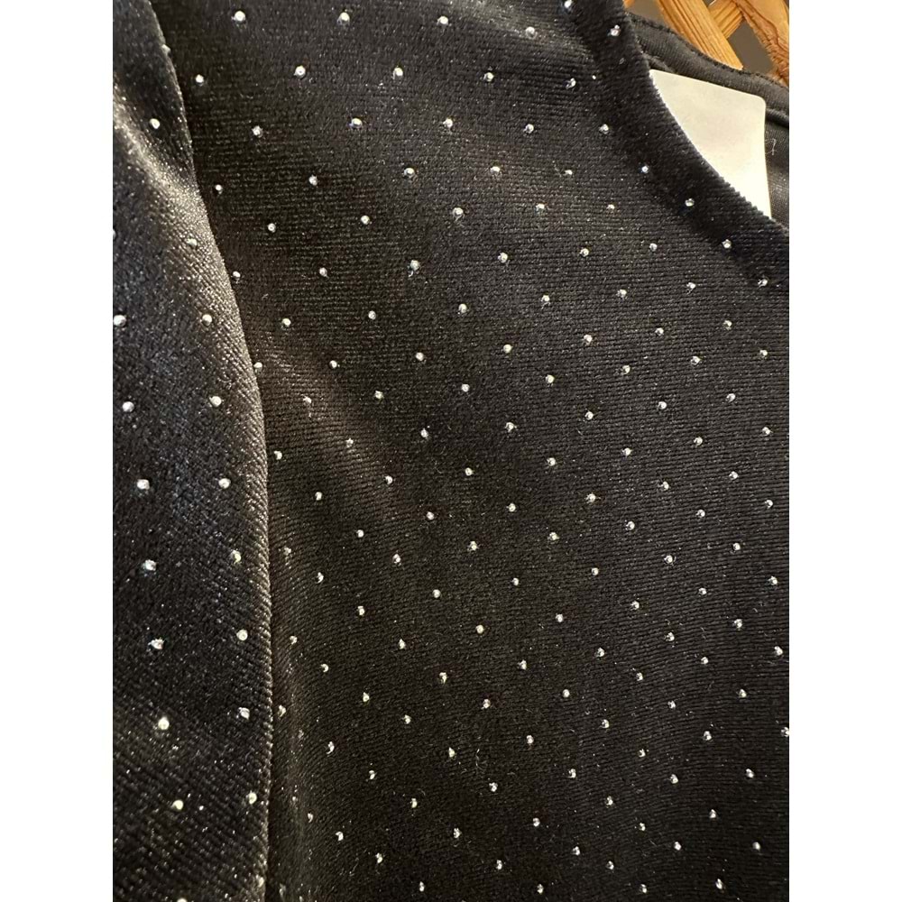 9939 ÇOCUK TAŞLI KADİFE BLUZ