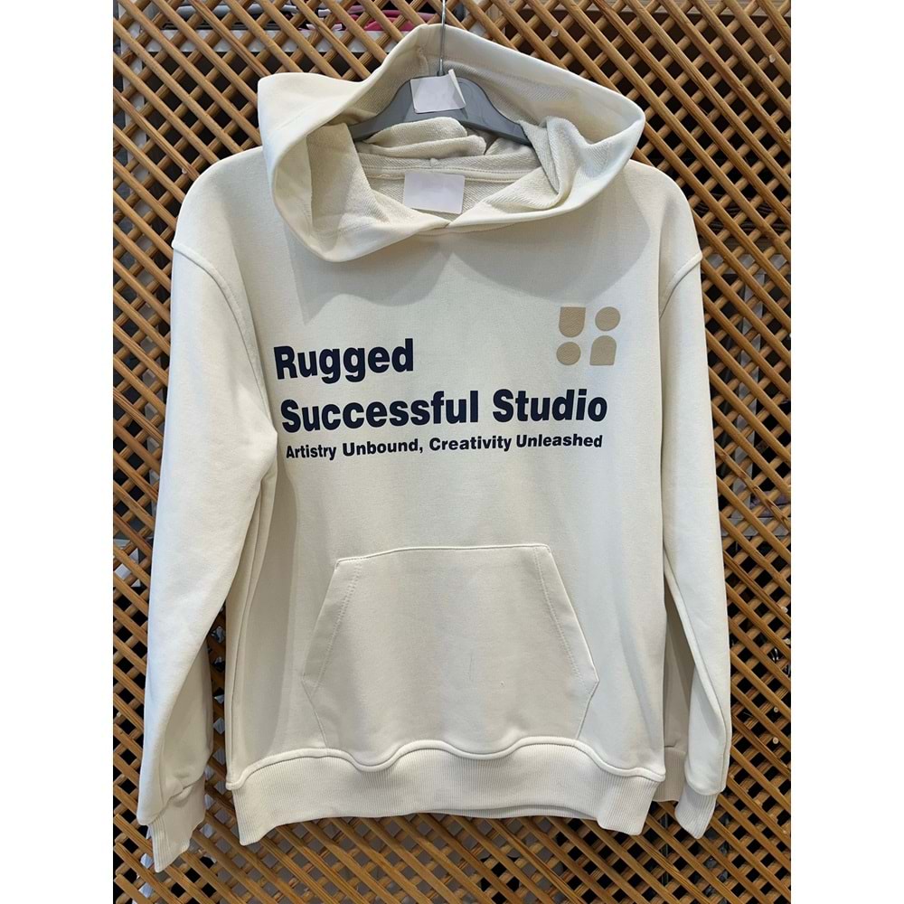 4102 ÇOCUK KAPŞONLU ÖNÜ VE ARKASI BASKILI SWEAT