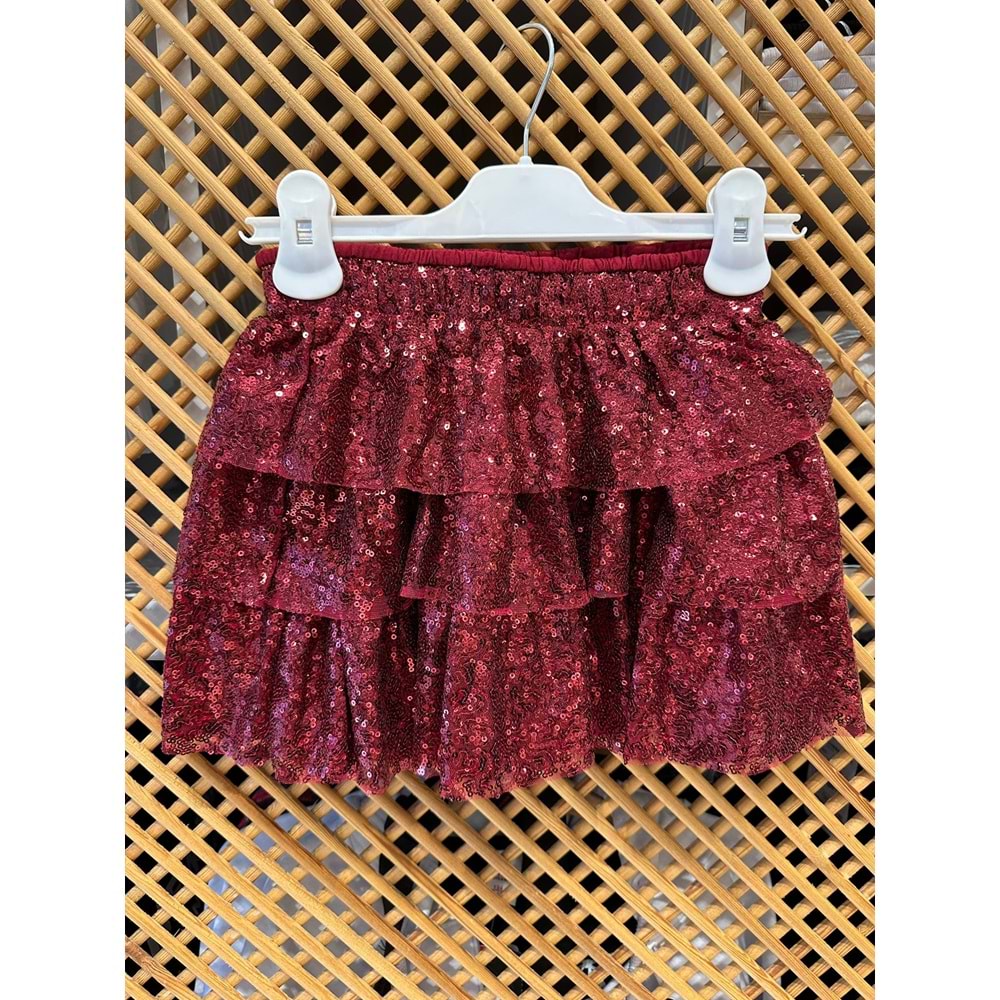 4953 ÇOCUK İÇİ PAMUK ASTAR BELİ LASTİKLİ PAYETLİ ETEK