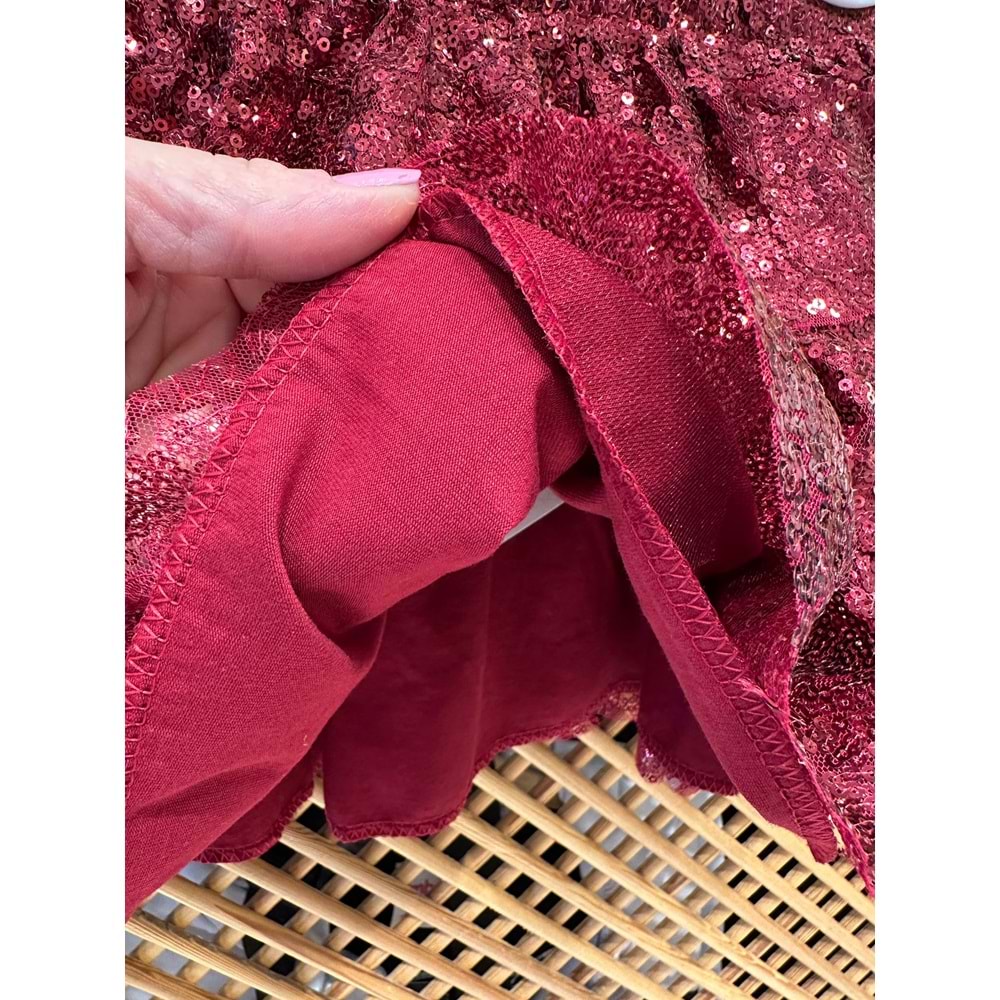 4953 ÇOCUK İÇİ PAMUK ASTAR BELİ LASTİKLİ PAYETLİ ETEK