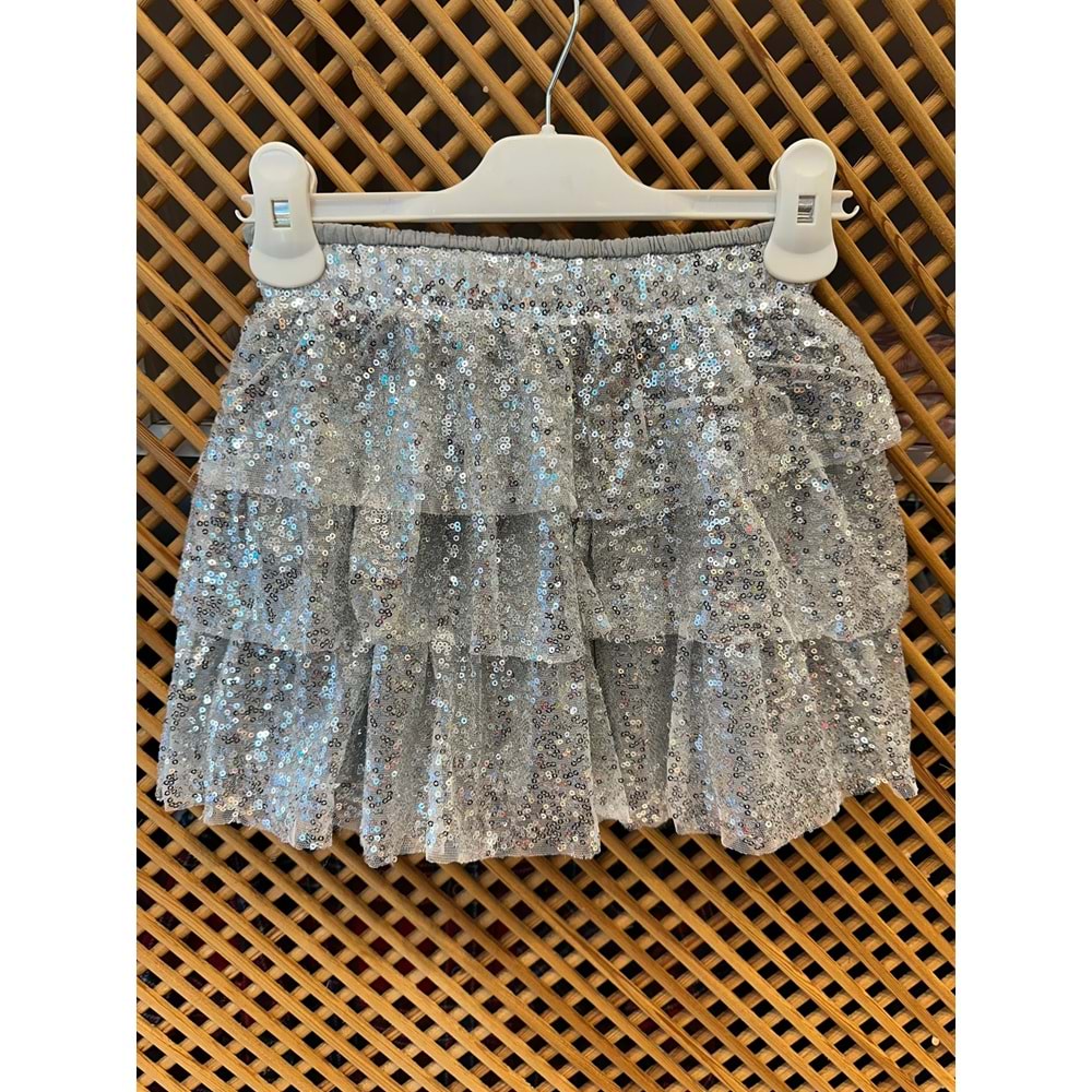 4953 ÇOCUK İÇİ PAMUK ASTAR BELİ LASTİKLİ PAYETLİ ETEK