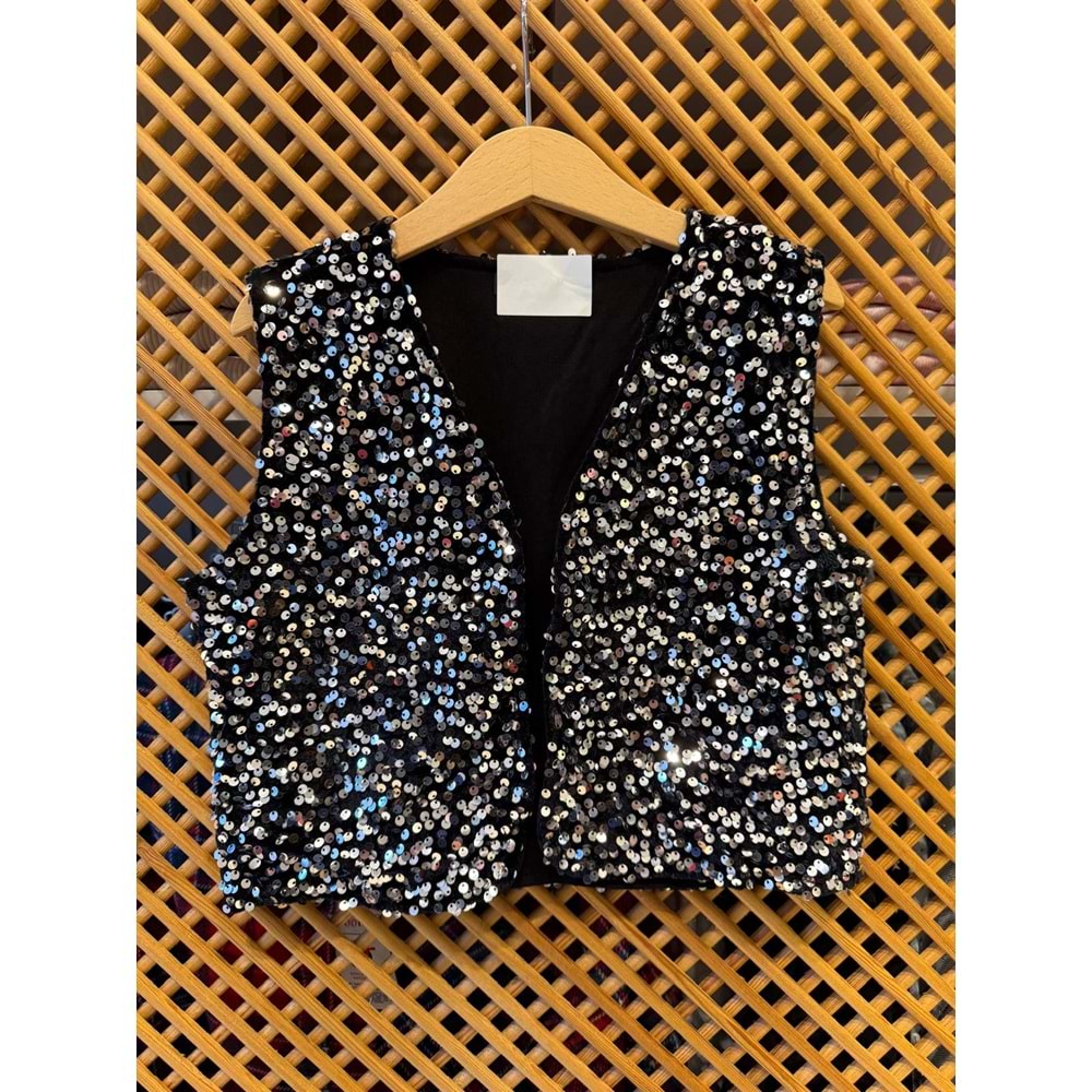 4925 ÇOCUK KADİFE PAYETLİ YELEK