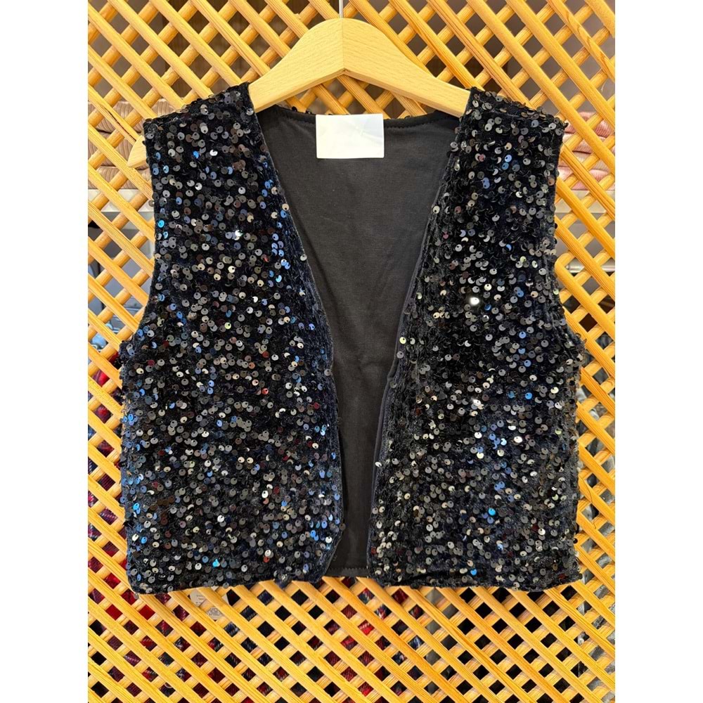 4925 ÇOCUK KADİFE PAYETLİ YELEK