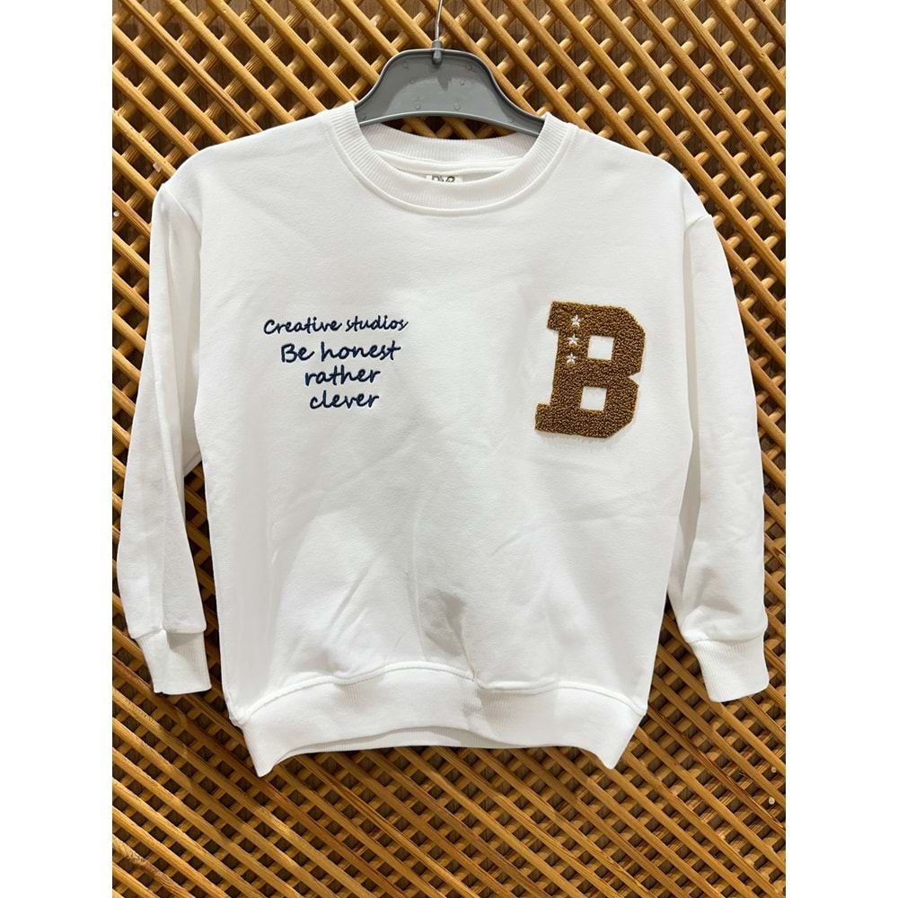 4154 ÇOCUK BASKILI PANÇ NAKIŞLI SWEAT