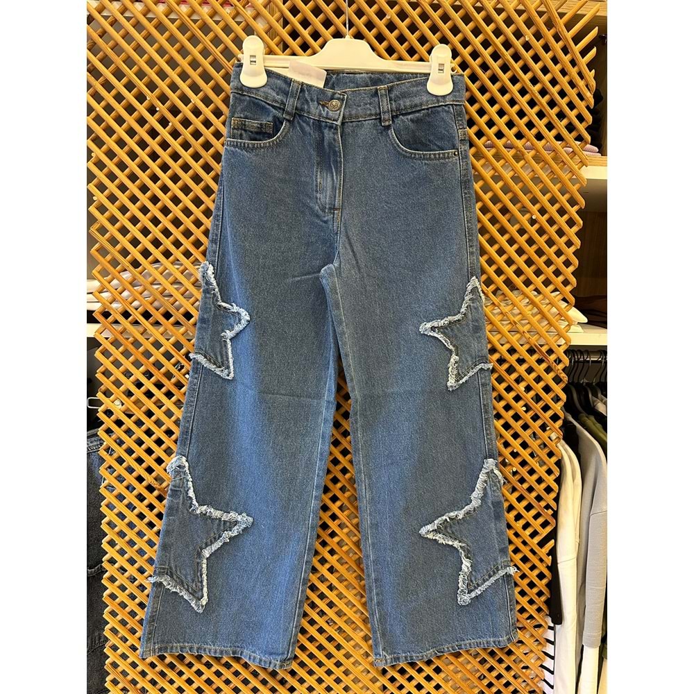 0043 ÇOCUK YILDIZ APLİKELİ KOT PANTOLON