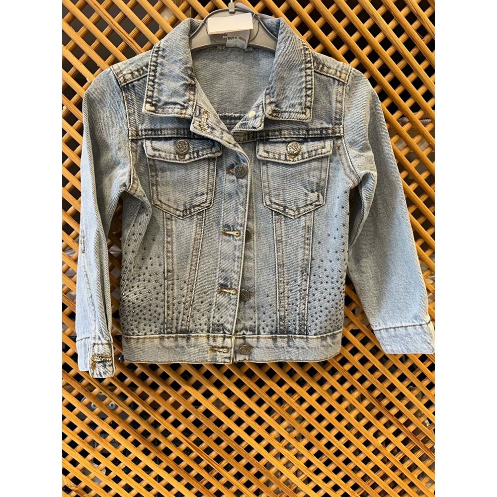 9905 ÇOCUK TAŞ DETAYLI KOT CEKET