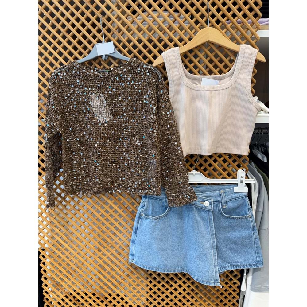 4972 ÇOCUK PAYETLİ FİLE BLUZ