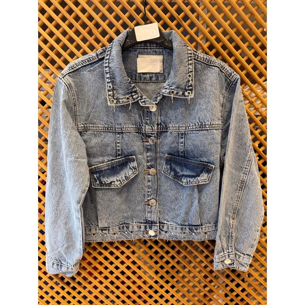 26135 ÇOCUK ZIMBA DETAYLI KOT CEKET