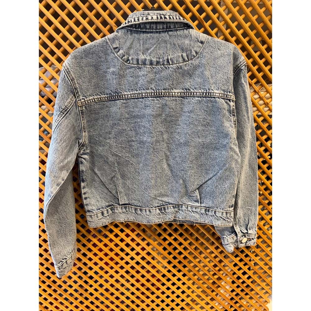 26135 ÇOCUK ZIMBA DETAYLI KOT CEKET