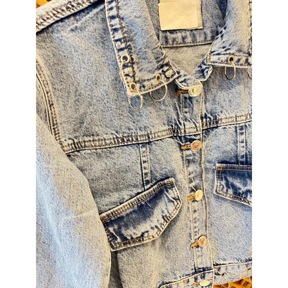 26135 ÇOCUK ZIMBA DETAYLI KOT CEKET