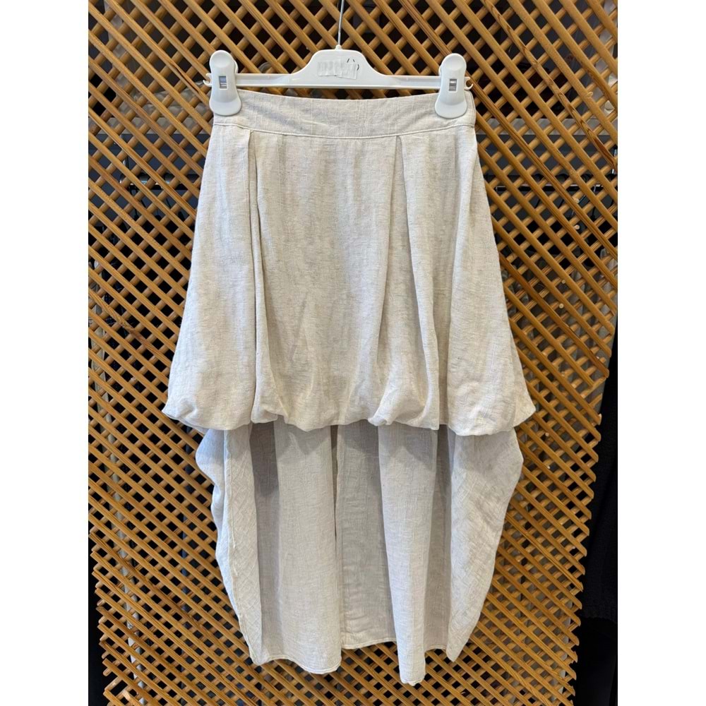 75840 ÇOCUK KETEN ARKA BELİ LASTİKLİ ÖNÜ KISA ARKASI UZUN ETEK