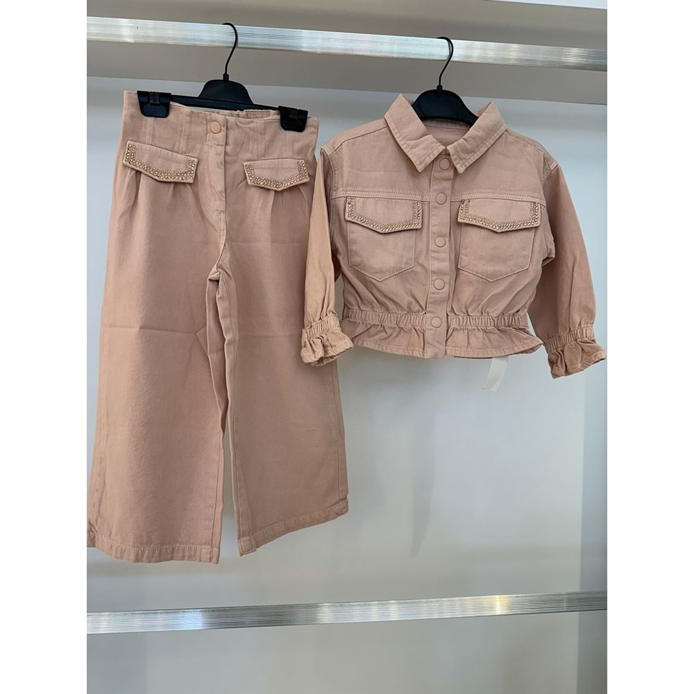 75482-75483 ÇOCUK CEP KAPAKLARI TAŞ DETAYLI BEL LASTİKLİ TAKIM