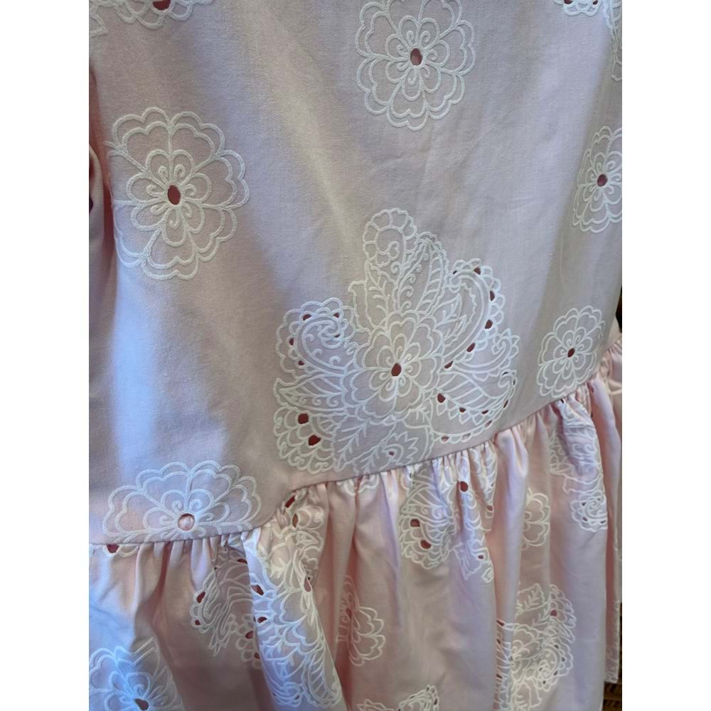 70416 ÇOCUK FİSTO KUMAŞ BALON KOL ÖNDEN DÜĞMELİ ELBİSE