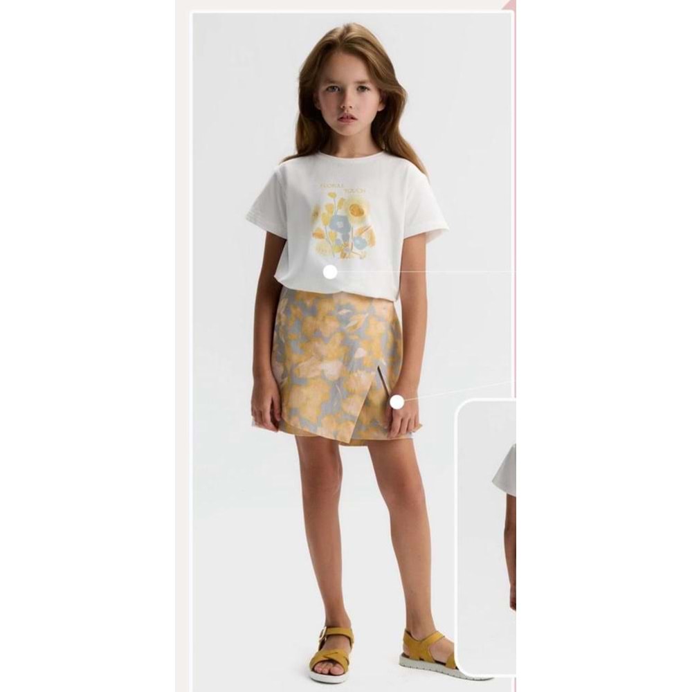 51305-31312 ÇOCUK ÇİÇEK DESENLİ DOKUMA ŞORT ETEKLİ TAKIM