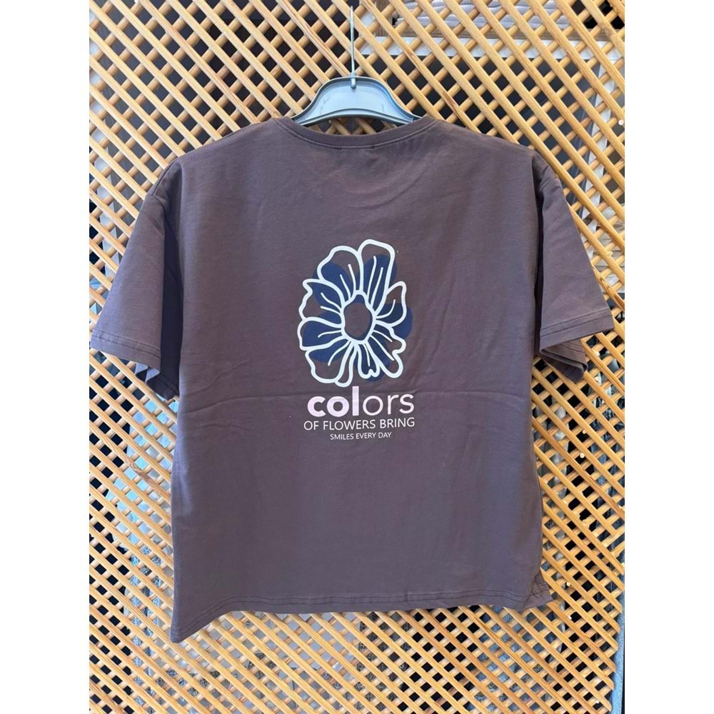 31387 ÇOCUK ÖNÜ VE SIRTI ÇİÇEK BASKILI TİŞÖRT