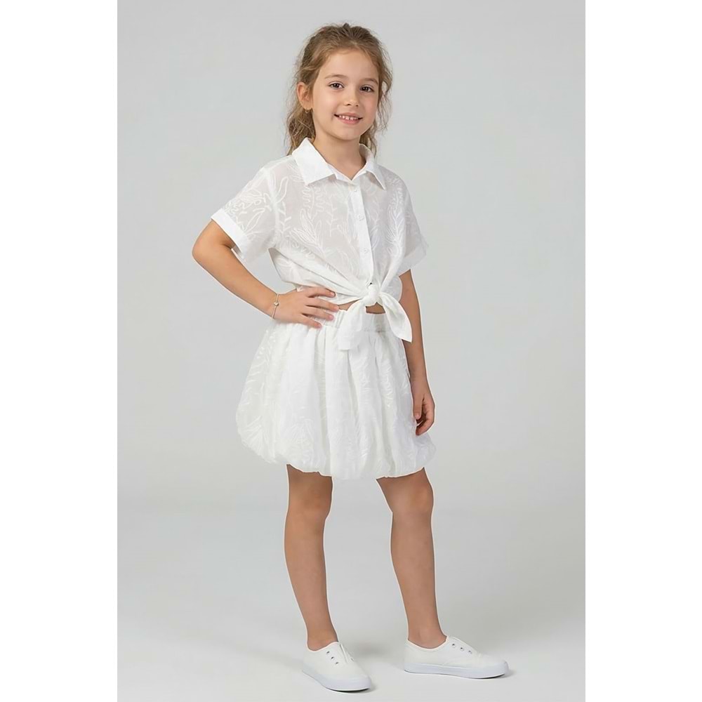 0789 ÇOCUK BAĞLAMALI GÖMLEK BALON ETEK TAKIM