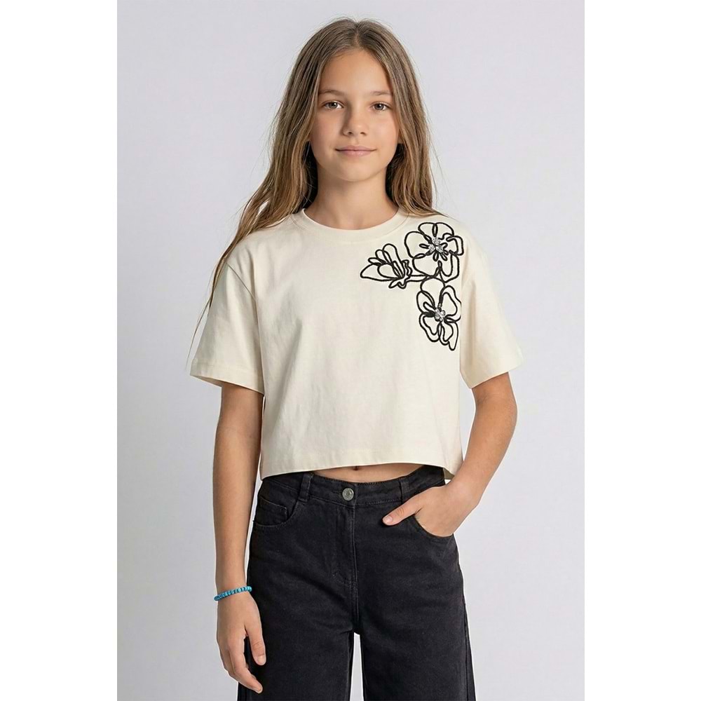 0750 ÇOCUK ÇİÇEK NAKIŞLI TİŞÖRT